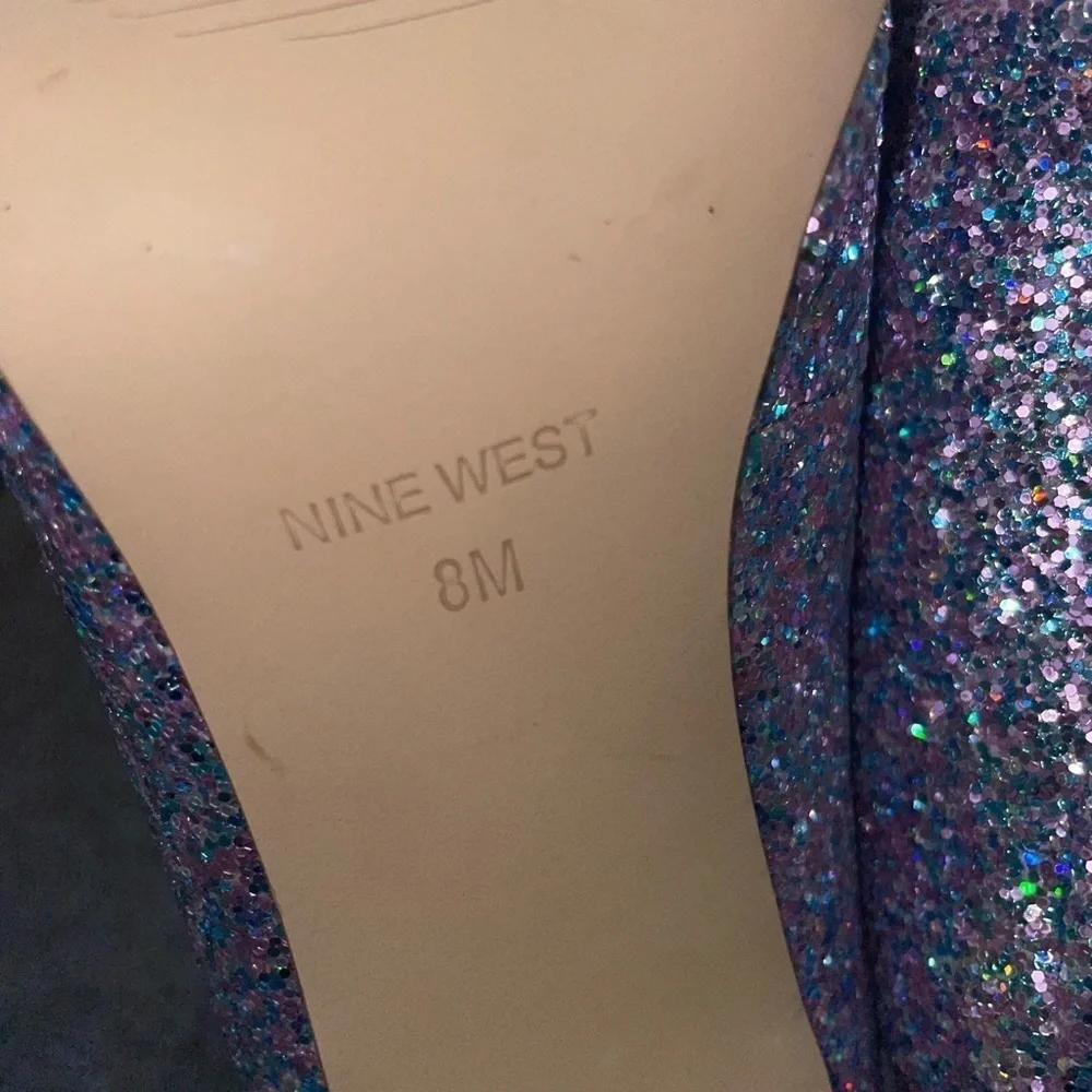 Nine West Tatiana Pumps Purple Glitter Heels‎ Size 8